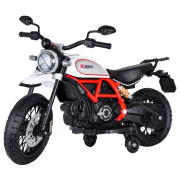 Ducati scrambler električni dječji motocikl bijeli
